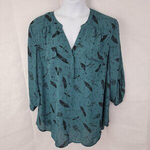 TORRID Womens PLUS 4 Harry Potter Harper Georgette Blouse TEAL Magic Feather